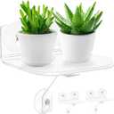 Skewo 2-Pack Acrylic Window Plant Shelves with Suction Cups & Support Brackets - Rectangle Window Sill Extender for Herb Pots, Succulents, Flower Boxes, Micro Greens | Indoor/Outdoor Use