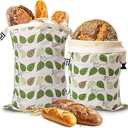 Beeswax Bread Bag for Homemade Sourdough, Sourdough Bread Bags with Zipper, 2 Pack Cotton Large Airtight Food Storage Bags to Keep Fresh