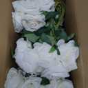 Waipfaru 50 Pcs White Roses Artificial Flowers Bulk, Real Touch Velvet Roses with Wrapping Paper, Fake Flowers for Wedding Centerpieces Bridal Bouquet Valentines Mothers Day Decor