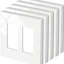 5 Pack BESTTEN 2-Gang Screwless Wall Plate, USWP4 Glossy Off White, Decorator Receptacle Outlet Cover, Decor Switch Plate, H4.69 x W4.73