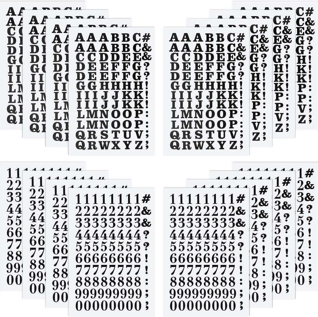 Zonon 1408 Pcs Black Iron on Letters and Numbers 0.75 Inch Heat Transfer Letters Numbers Adhesive Applique DIY Fabric Vinyl Alphabets for Clothing Printing Crafts Decorations, 16 Sheets