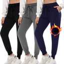 3 Pack Sweatpants for Women-Womens Joggers with Pockets Athletic Leggings for Workout Yoga Running (Medium, D-3 Pack Black,Dark Grey,Navy Blue (Fleece)