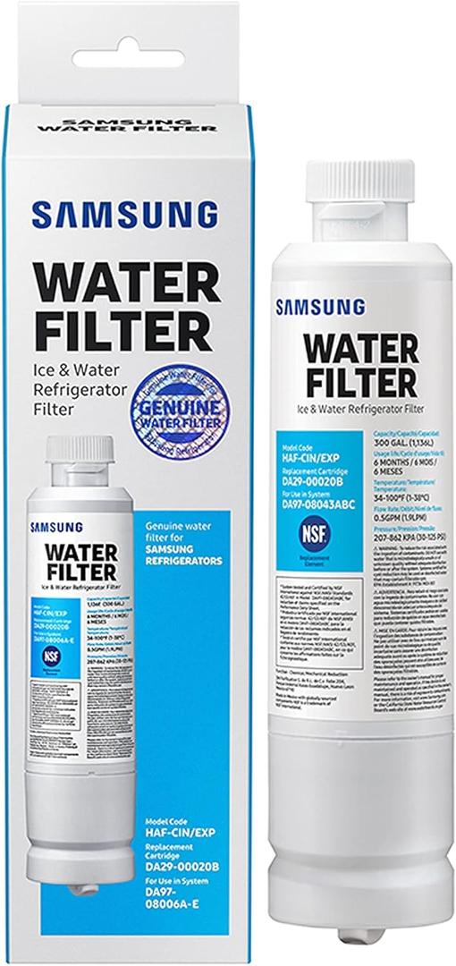 SAMSUNG Genuine Filter for Refrigerator Water and Ice, Carbon Block Filtration for Clean, Clear Drinking Water, 6-Month Life, HAF-CIN/EXP, 1 Pack