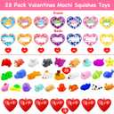 28 Pack Mochi Squishes Valentines Day Gifts for Kids Classroom, Valentines Day Cards for Kids School, Valentines for Class Valentines Exchange Cards Party Favors Classroom Exchange Gift Set