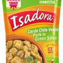 3 x Isadora Fully Cooked Pork Chile Verde 15 oz Pouch, Ready-to-Eat Authentic Mexican Meal, Pork in Green Salsa, Medium Heat, Shelf Stable Meat, No Refrigeration Needed, Heat and Serve Instant Meal (EXP 06/03/26)