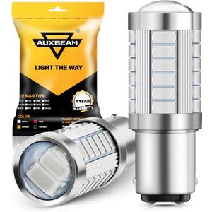 Auxbeam 1157 LED Bulbs Red Light, Super Bright 2057 2357 7528 BAY15D Replacement Light Bulb for Brake Stop Tail Lights, 3030 33-SMD 12V Bulb for Car, Pack of 2