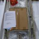 CABIHOME Dining Table Set for 2, Kitchen Table and Velvet Upholstered Chairs for 2, 3 Piece Counter Height Bar Table Set with 3 Large Storage Shelves for Small Space, Apartment, Gray and Gold White