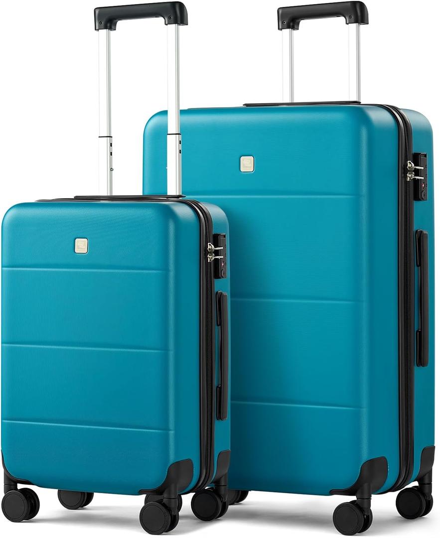 Hanke 2 Piece Hard Shell Luggage Sets with Spinner Wheels Carry On suitcase Set Checked Medium Luggage Lightweight Travel Luggage for Men Women(20/26 Inch, Caribbean Blue)