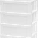 IRIS USA Plastic Drawer Storage Organizer Rolling Cart, with Wheels Casters, 5-Drawers, for Art Craft Supplies Bathroom Dorm Bedroom Laundry Room, Wide, White