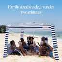 CoolCabana Beach Shade Tent - Easy Setup, UPF 50+ Protection, Large & Medium Sizes, Compact & Wind Resistant - Beach Cabana for The Whole Family - Navy Stripes, Medium, 43ft2 - 6’6” x 6’6”