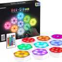 Merkury Innovation Hex Glo Touch Activated Multi Color LED Lights | Modular, Touch-Sensitive and Remote-Controlled RGB Lighting | Aesthetic Room Decor | 16 Colors | 9 Pack