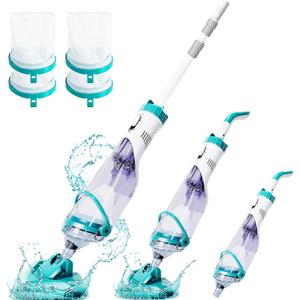 2025Upgraded Cordless Pool Vacuum for Above Ground, Handheld Pool Spa Vacuum Cleaner for Inground Pools Hot Tub, Rechargeable, 60" Extendable Pole, up to 19.5 GPM for Leaves, Debris, Shallow Steps