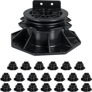 20Pack Adjustable Deck Support Pedestal, Floor Lift Plastic Deck Foundation Support Base for Floating Deck Platform, Height Adjustment Raising from 2-3/4"to 5-23/32"Black, Automatic Leveling