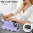 Antsturdy Compatible with iPhone 11 Pro Max Wallet Case,RFID Blocking PU Leather Phone Case Women Men flip Shockproof Cover Wrist Strap Zipper Credit Card Holder Slots,for Apple 11 ProMax,Light Purple