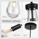 Raindrop Pendant Light, Black Glass Pendant Lighting, Hand Blown Teardrops Modern Hanging Light for Entryway Foyer Stairway Kitchen Island Bedroom Dining Living Room Hallway