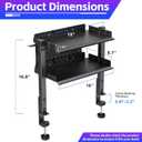 2-Tier Metal Clamp On Desk Shelf, Adjustable 16 inch Desk Storage Shelves with Pegboard and Pencil Holder,Above or Under Heavy Duty Desktop Organizer with Headphone Holder for Desk Accessories (Black)