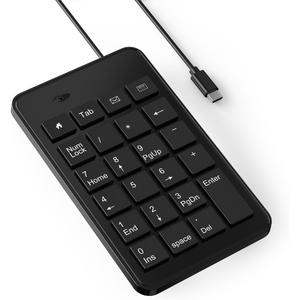 CBUS Wired USB-C Numeric Keypad for Laptop, 23 Keys Numpad Keyboard with Tab, Home, Email & Calculator Keys, 5ft Cable, Small and Lightweight Design