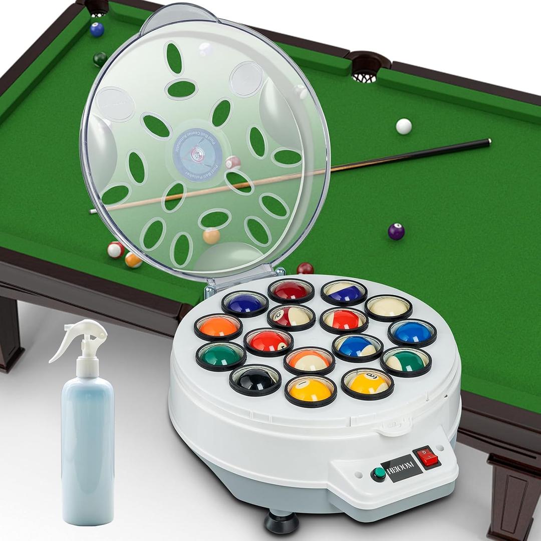 Pool Ball Cleaner Pool Ball Polishing Cleaning Machine Billiard Ball Cleaner Electronic Pool Balls Polishing for 16 Billiard and Snooker Balls 110V 180V, 47*47*31 cm