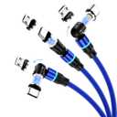 Magnetic Charging Cable (6-Pack,1.6+3.3+3.3+6.6+6.6+10ft) 540 Rotation Magnet Phone Charger USB C Cable 3A Fast Charging Magnetic Charger Cable with LED Light for Micro USB Type C Device