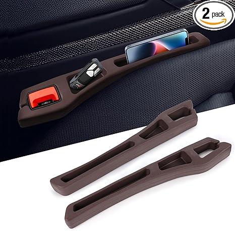Hovom 2PCS Car Seat Gap Filler Organizer, Multi-purpose Automotive Seat Gap Storage Organizer for Key Phone Card, Auto Seats Crevice Filler Stop Things from Dropping, Car Accessories (Brown)