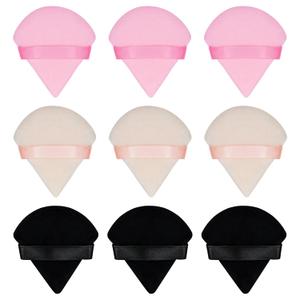 5 x 9Pcs Triangle Powder Puffs, Face Makeup Puff for Body Loose Powder Beauty Makeup Tool Black,Nude,Pink (1 Count (Pack of 9))