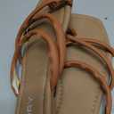 FITORY Women's Slide Sandals Flat Toe Ring Thongs with Cross Strap for Summer Size 11 Brown