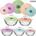 5 Pack Silicone Lids for Bowl, Microwave Splatter Cover, 5 Sizes Reusable Heat Resistant Suction Lids Fits, Bowls, Plates, Pots, Pans, Skillets, Stove Top, Cups, Oven, Fridge Dishwasher Safe