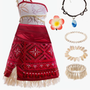 Princess Adventure Costume for Girls Kids Ocean Theme Birthday Halloween Dress up With Necklace Shell anklet 2-10 Years