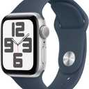 Apple Watch SE (2nd Gen) [GPS 40mm] - Silver Aluminum Case with Storm Blue Sport Band, S/M