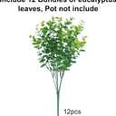 HyeFlora Artificial Plants for Outdoors Outside Spring Summer Decoration, 12 Bundles Faux Eucalyptus Leaves Stems Bulk Fake Greenery Branches Look Real UV Resistant for Home Porch Patio Planter Yard
