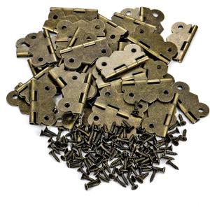 Jewelry Box Hardware 40 Pieces 1 inch Hinges Antique Small Butterfly Hinges - Bronze Engraving Design Box Hinges for Crafts Wooden Box, Gift Box Hinges, Cabinet Drawer Jewelry Box with 160 Screws