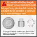 808 Wheel Locking Nut Key for Jeep Renegade Wrangler Cherokee Dodge Journey 2016-2020, 29mm Lock Bolt Inner Dia Anti-Theft Lug Nut Removal Tool