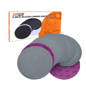 6 Inch (150mm) 2000 Grit High Performance Waterproof Hook & Loop Sanding Discs Heavy Duty Silicon Carbide Round Flocking Sandpaper for Wet/Dry Sanding Grinder Polishing Accessories, 20-Pack