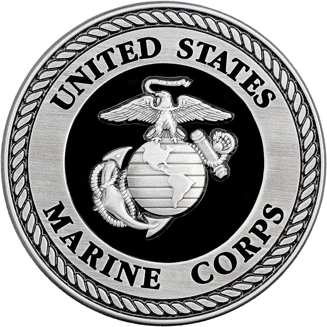 USMC Medallion  2.25 Inches  Black and Silver Marine Corps EGA Eagle Globe Anchor Emblem