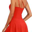 Tempt Me Women One Piece Swim Dress One Shoulder Swimsuit with Skirt Tummy Control Swimdress Bathing Suit (Orange, XL)
