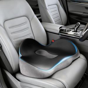 Car Seat Cushion for Long Driving, Ergonomic Memory Foam Seat Cushion for Pressure Relief, Medical Grade Chair Cushion for Office/Wheelchair (Black)