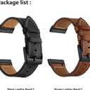 LDFAS Leather Band Compatible for Fitbit Sense 2 /Versa 4 Bands, (2 Pack) Women Men Accessory Watch Strap with Black Metal Buckle Compatible for Fitbit Sense, Versa 3 Band, Brown+Black