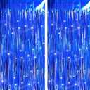 2 x Blue Backdrops Curtains Party Decorations, Tinsel Streamers Birthday Decoration for Easter Decoration, Photo Booth Props for Baby Shower, Graduation, Wedding, 2Pack 3.28X8.2Ft