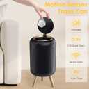 Bathroom Trash Can Automatic Touchless3 Gallon Smart Motion Sensor Trash Bin with LidPlastic Black Garbage Can Wastebaskets with Removable Legs for Kitchen, Office, Toilet, Bedroom