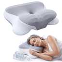 Memory Foam Cervical Pillow for Neck Pain Relief, Ergonomic Contour Bed Pillow for Sleeping, Cooling Ice Silk Cover, Orthopedic Neck Support Pillow for Side Back & Stomach Sleepers, Pressure Relief