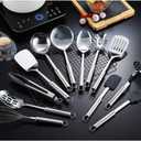 Berglander Cooking Utensil Set 12 Piece Stainless Steel Kitchen Tool Set, Include Cooking Spoon, Spatula, Whisk, Cooking Tong and etc (12 Pieces)