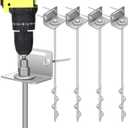 24'' Mobile Home Anchors, Set of 4 Ground Anchors Screw in with Brackets and Drill Bit Ground Anchors Heavy Duty Shed Anchor Kit Earth Anchors for Storage Sheds, Swing Sets, Carports