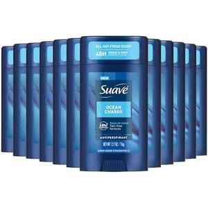 Suave Ocean Charge Men’s Antiperspirant Deodorant, All Day Marine & Driftwood Scent, for 48hr Odor & Wetness Protection, 2.7oz, Only 6 Pack