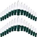 240 Pcs Christmas LED Replacement Bulb Mini Wide Angle LED Xmas Bulb LED Tree Light Outdoor String Light Replacement for Christmas Garden Tree Party(Green Base with Cold White Bulb)