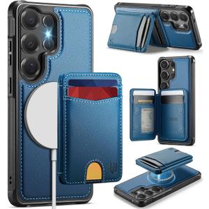 for Samsung Galaxy S25 Ultra Case Wallet Compatible with Magsafe, RFID Blocking Magnetic Card Holder 2 in 1 Detachable Kickstand Shockproof Phone Case for Galaxy S25 Ultra 6.9" Blue