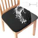 Gute Chair Seat Covers, Dining Room Chair Seat Covers with Ties, Stretch Jacquard Chair Covers Protectors for Dining Room Kitchen Chairs - 4 Pcs, Rhombic-Black