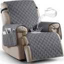 Ruaozz 100% Waterproof Recliner Chair Covers, Non-Slip Reclining Covers for Recliner Chair Washable Chair Cover, Recliner Covers with Pockets for Kids, Dogs, Pets (Dark Grey, 25'')