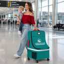 RAINSMORE Padded Car Seat Travel Bag for Airplane with Spinner Wheels, Large