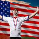 24 Pcs 5K Running Medals Bulk 2'' Race Medallion Trophy Award with Blue Whit Red Ribbons Labour Day Supplies for Race Walk Tournaments Match Sports Competition