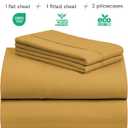 LuxClub 4 PC Queen Sheet Set, Breathable Luxury Bed Sheets, Deep Pockets 18" Wrinkle Free Cooling Sheets Machine Washable Hotel Bedding Silky Soft - Medallion Gold Queen